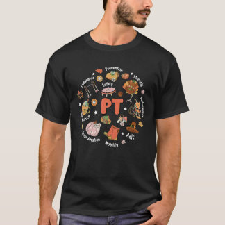 Retro Physical Therapy PT Fall Vibes Autumn Thanks T-Shirt