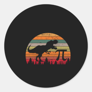 Retro Pi Day 3.14 Dinosaur Funny Pi Day Math Toddl Classic Round Sticker