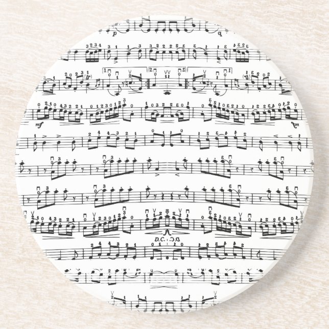 Retro Piano Sheet Music Notes Pattern Coaster (Front)