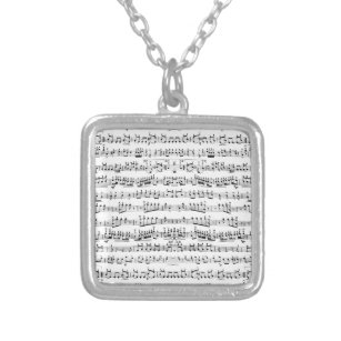 Retro Piano Sheet Music Notes Pattern Silver Plated Necklace