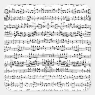 Retro Piano Sheet Music Notes Pattern Square Sticker