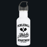 Retro Pickleball Athletic Department Custom Stainl 532 Ml Water Bottle<br><div class="desc">Hydrate in style with this fun pickleball water bottle featuring crossed pickleball paddles,  ball and retro typography in black.  Add your custom text to personalise - player name,  team name,  club name,  town,  city,  tournament name,  etc. Makes a great gift for pickleball players,  coaches,  teammates,  etc.</div>