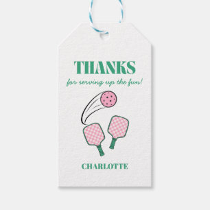 Retro Pickleball Birthday Thank You Gift Tags