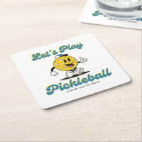 Retro Pickleball Cartoon Mascot Personalised Text
