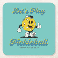 Retro Pickleball Cartoon Mascot Personalised Text