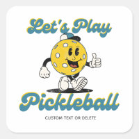 Retro Pickleball Cartoon Mascot Personalised Text