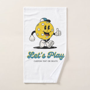 Retro Pickleball Cartoon Mascot Personalized Sweat Hand Towel