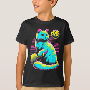 Retro pickleball cat lover - paddle sport feline T-Shirt