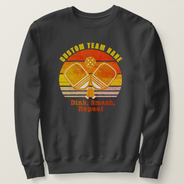 Retro Pickleball Gift - Custom Team Name Sweatshirt (Design Front)
