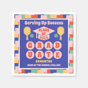 Retro Pickleball Graduation Party Napkins