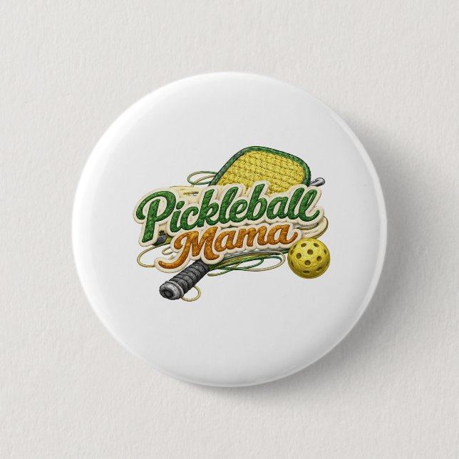 Retro Pickleball Mama Button Pin Mother's Day  (Front)