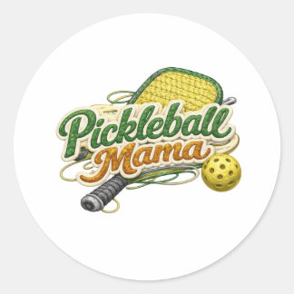 Retro Pickleball Mama Mother's Day  Classic Round Sticker