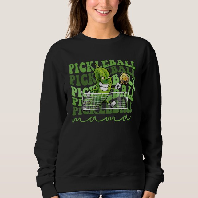Retro  Pickleball Mama Player Cute Pickle Ball Sweatshirt (Front)