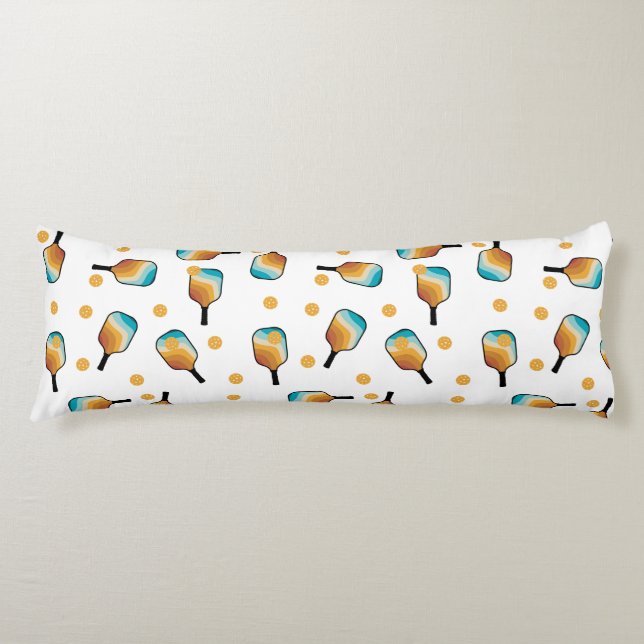 Retro Pickleball Paddles & Ball Pattern Body Cushion (Front)