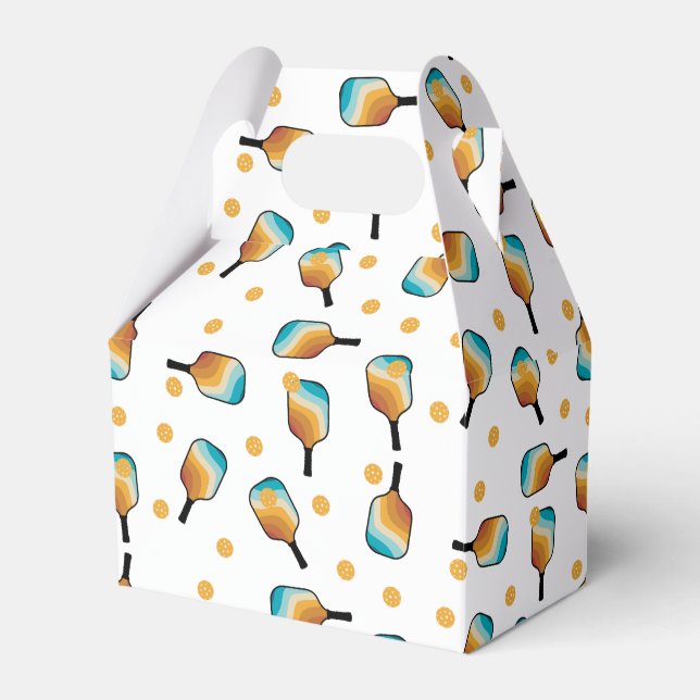 Retro Pickleball Paddles & Ball Pattern Favour Box (Front Side)