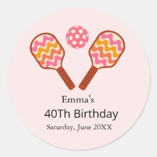 Retro Pickleball Paddles Birthday Classic Round Sticker