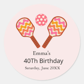Retro Pickleball Paddles Birthday  Classic Round Sticker