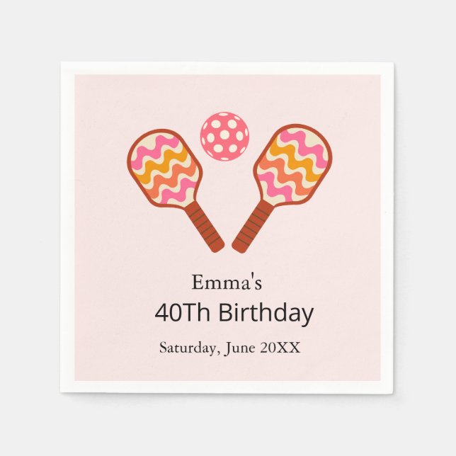 Retro Pickleball Paddles Birthday custom  Napkin (Front)