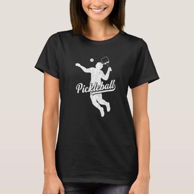 Retro Pickleball Player Paddle Graphic T-Shirt (Front)