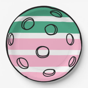 Retro Pickleball Vibes Only Birthday Paper Plate