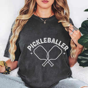 Retro Pickleballer Design with Crossed Paddles T-Shirt
