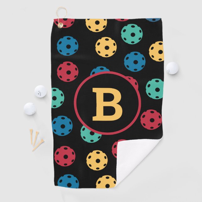 😍 Retro Pickleballs / black Golf Towel (InSitu)