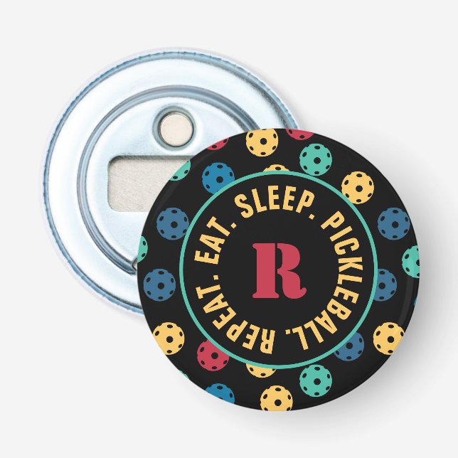 😍 Retro Pickleballs / black  with initial  Bottle Opener (Front)