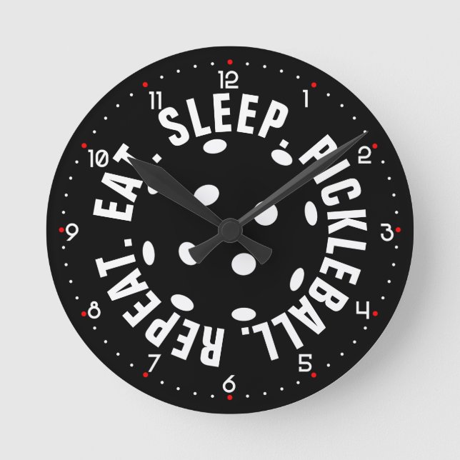 😍 Retro Pickleballs / black with numbers  Round C Round Clock (Front)