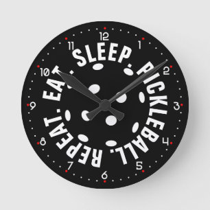😍 Retro Pickleballs / black with numbers  Round Clock