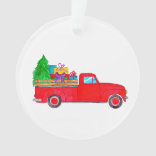 Retro Pickup truck with Christmas Gifts Ornament