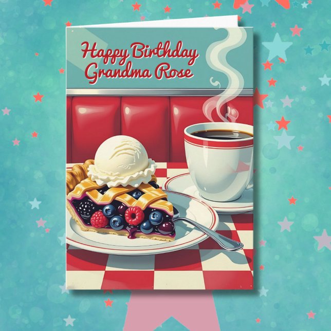 Retro Pie and Coffee | Grandma's Birthday Card (Creator Uploaded)