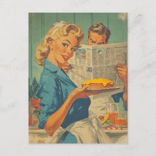 Retro Pie and Paper Charm Postcard