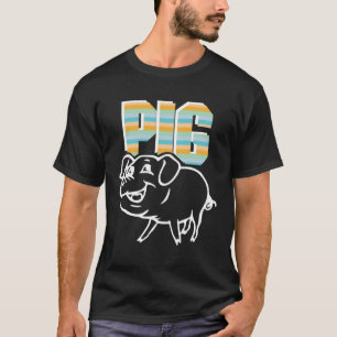 Retro Pig Cute Farmer Farming For Men Women Anima T-Shirt