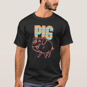 Retro Pig Lover, Cute Farmer, Farming For Men Wome T-Shirt
