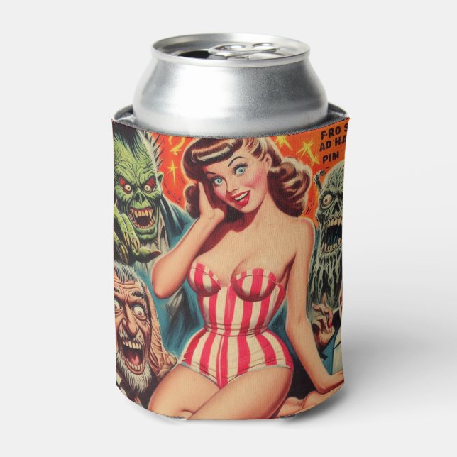 Retro Pin-up and Monsters Can Cooler (Can Front)