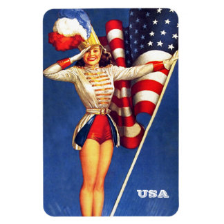 Retro Pin-Up Art USA Patriotic Magnet