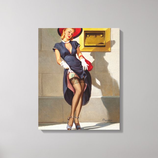 Retro Pin-Up Girl Canvas Print (Front)