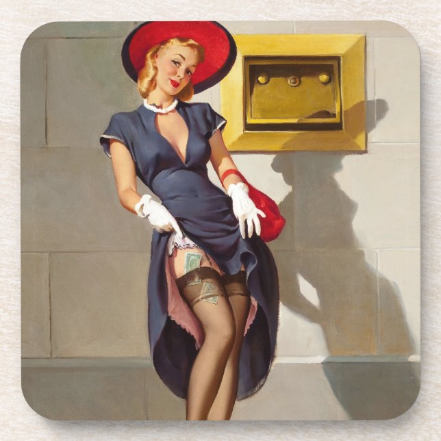 Retro Pin-Up Girl Coaster (Front)