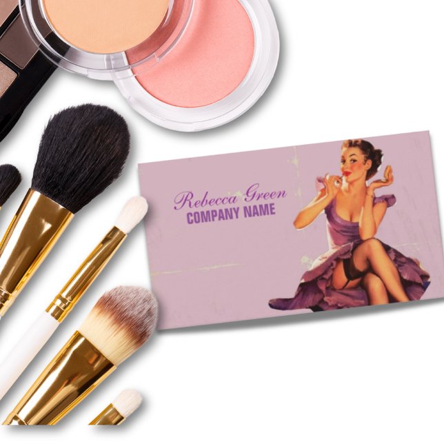 retro pin up Girl Hair Makeup Artist Cosmetologist Business Card (Creator Uploaded)