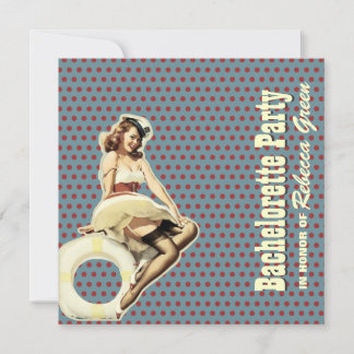 retro pin up girl sailor bachelorette party invitation