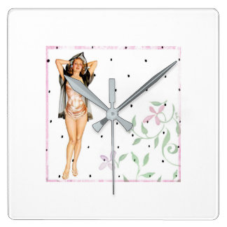 Retro Pin Up Girl Wall Clock