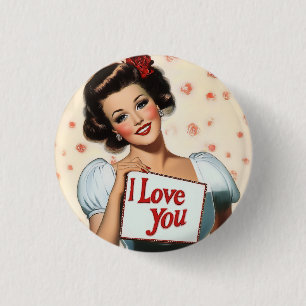 Retro Pin-Up Love 3 Cm Round Badge