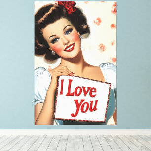 Retro Pin-Up Love Canvas Print