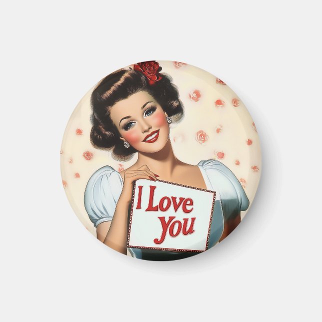 Retro Pin-Up Love Magnet (Front)