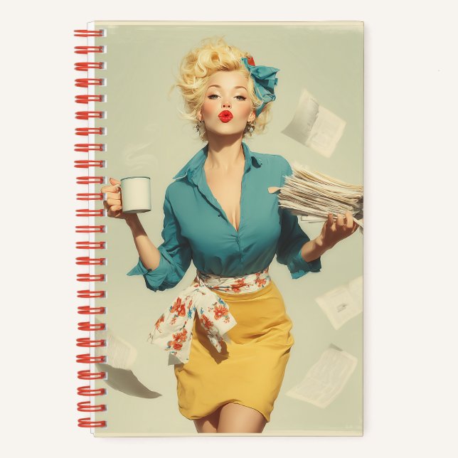 Retro Pin-Up Office Chic Notebook (Front)