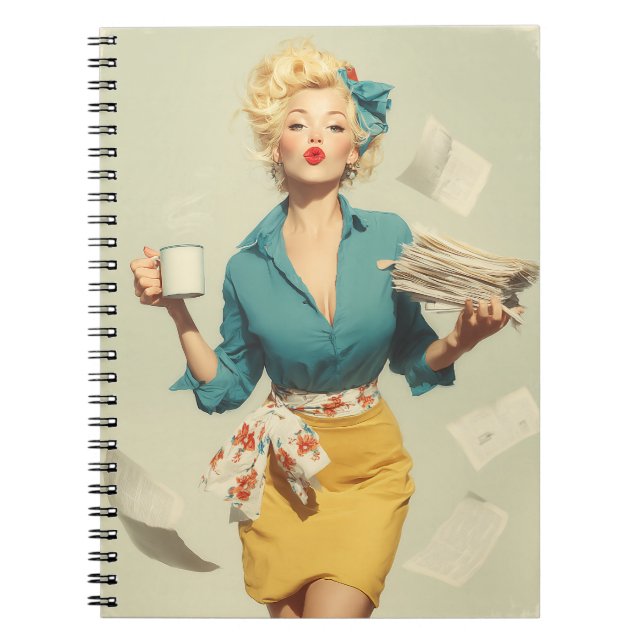 Retro Pin-Up Office Chic Notebook (Front)