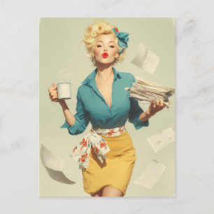 Retro Pin-Up Office Chic Postcard
