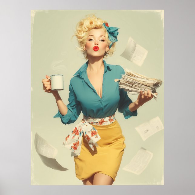 Retro Pin-Up Office Chic Poster (Front)