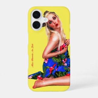 Retro Pin Up Tropical Beach Girl Yellow Phone Case