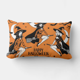 Retro Pin-Up Witches Lumbar Cushion